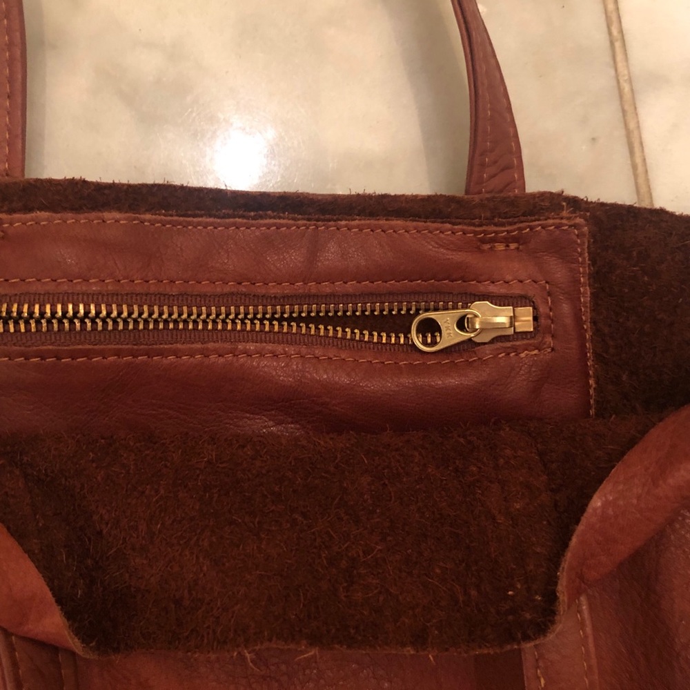 BAGGU Chestnut Leather Tote with Long Straps - Picture 2 of 3